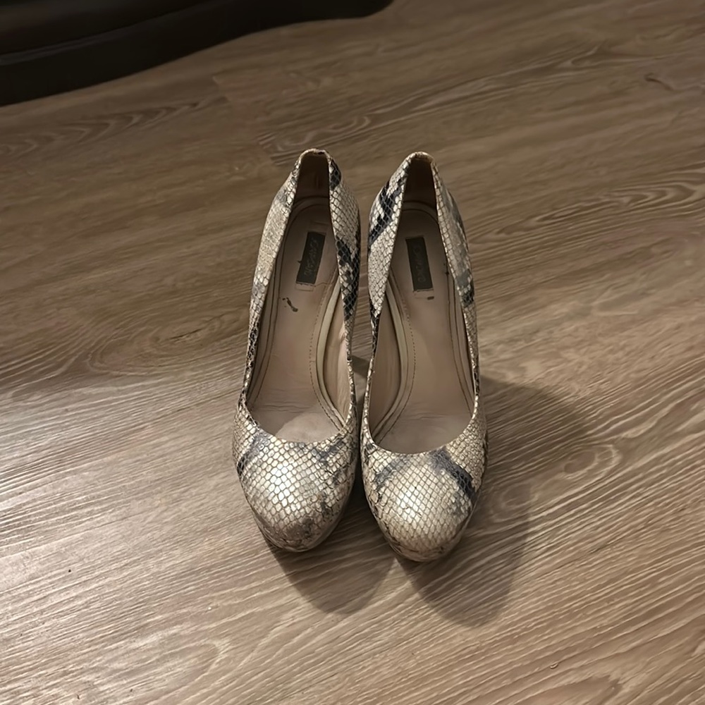 Joan and David Snake Print Heels